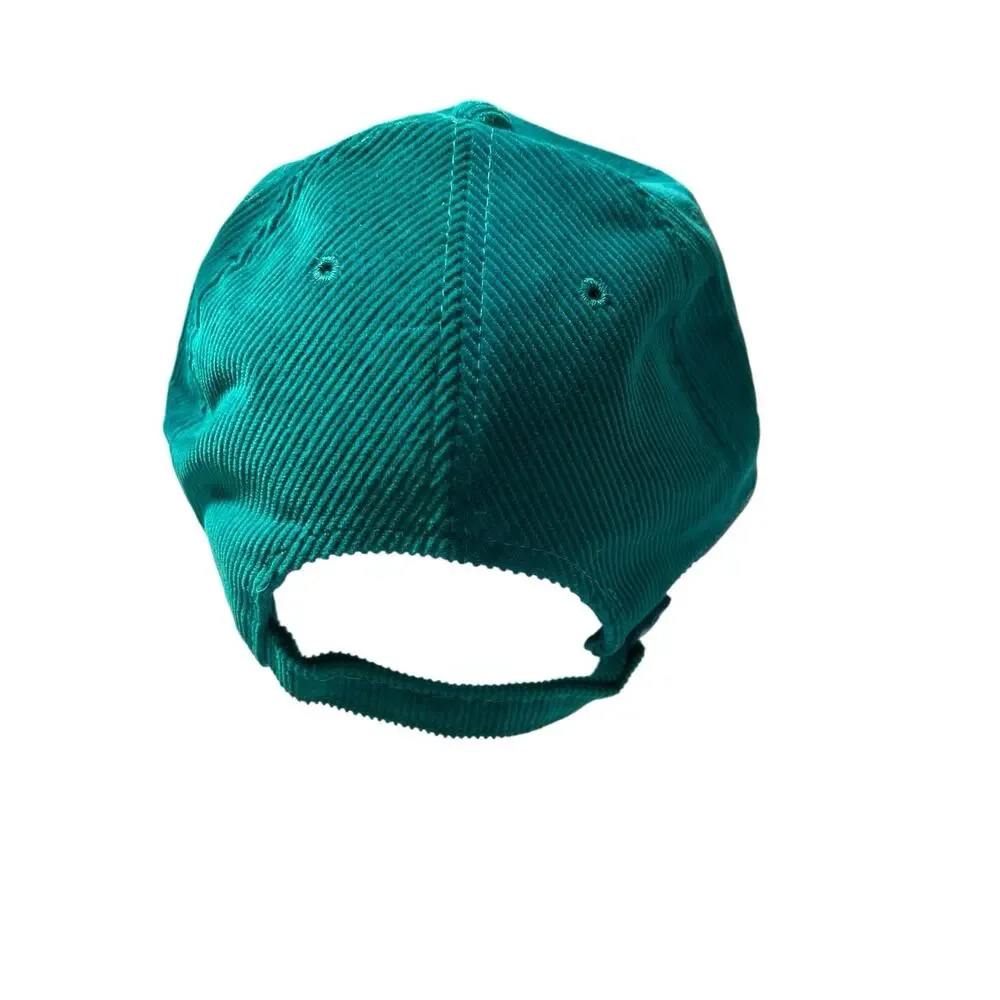 Vintage Corduroy Trucker Hat Cap Strapback Amapro 80s Teal Blue Goldwing Eagle